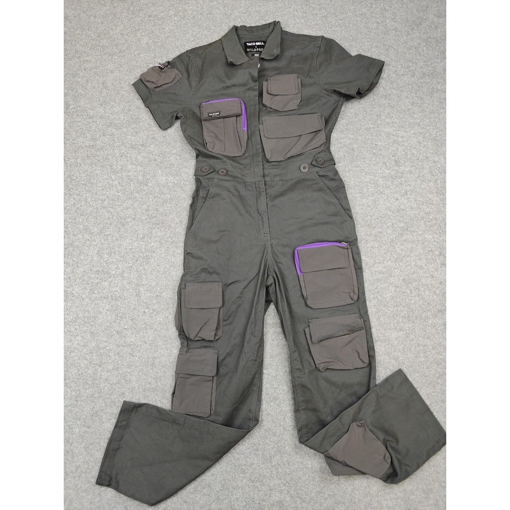 Taco Bell X Wildfang Coveralls Womens XS‎ Gray Essential High Waisted Utility